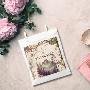 Vintage Mountain Forest Evergreen Tree Wedding Favour Bag
