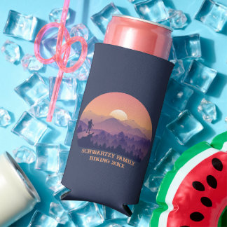 Vintage Mountain Forest Hiker's Sunset purple oran Seltzer Can Cooler