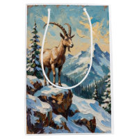 Vintage Mountain Goat on Frosted Christmas Ridge