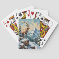 Vintage Mountain Goat on Frosted Christmas Ridge