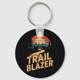 Vintage Mountain Hiker Trail Blazer Retro Hiking C Keychain