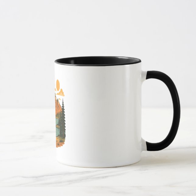 Vintage Mountain Landscape Illustration Mug (Right)