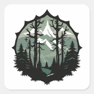 Vintage Mountain  Square Sticker