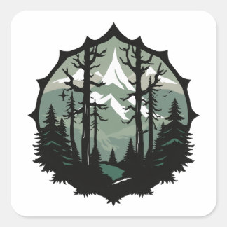 Vintage Mountain  Square Sticker