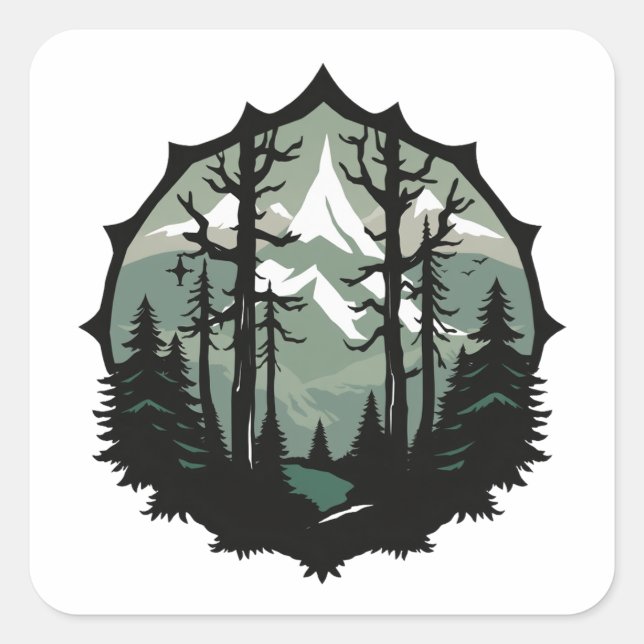 Vintage Mountain  Square Sticker (Front)