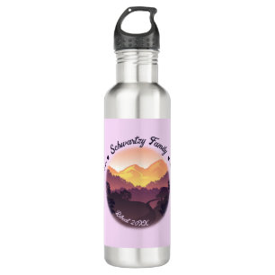Vintage Mountain Sunset Farmhouse Retreat Purple 710 Ml Water Bottle