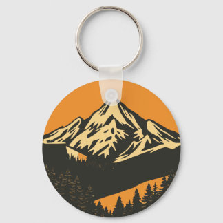 Vintage Mountain Sunset  Keychain