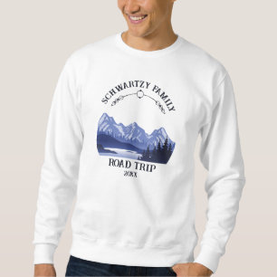 Vintage Mountain Sunset outdoor lake Retreat blue Sweatshirt
