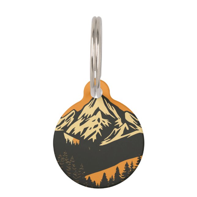 Vintage Mountain Sunset  Pet Tag (Front)