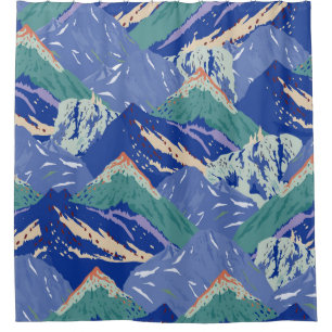 vintage mountains landscape seamless pattern. Dark