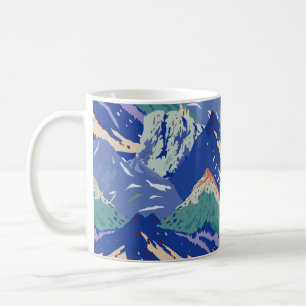 vintage mountains landscape seamless pattern. Dark Coffee Mug