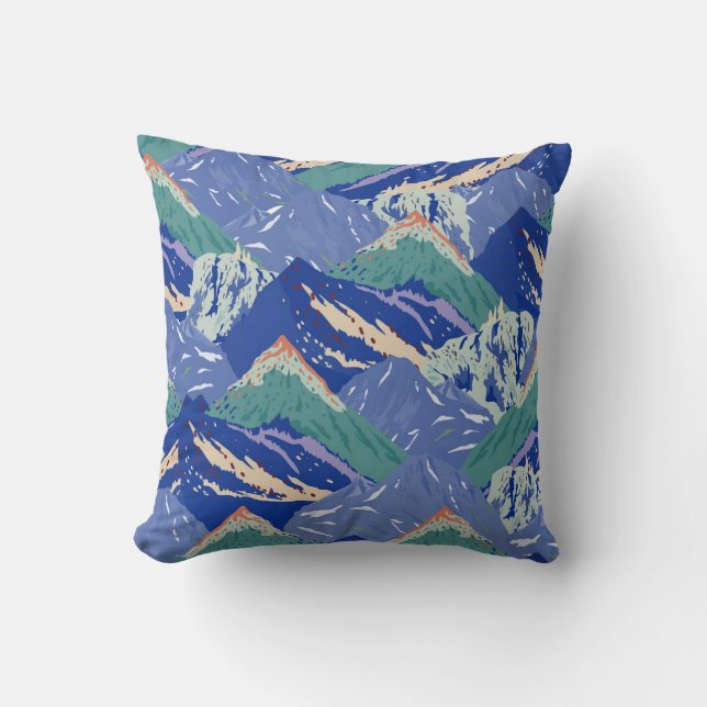 vintage mountains landscape seamless pattern. Dark Throw Pillow (Front)