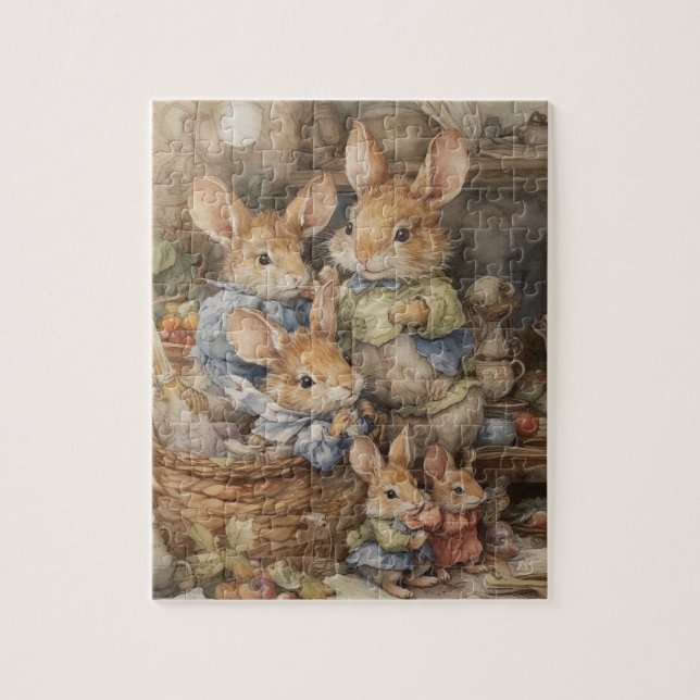 Vintage Mouse Family Jigsaw Puzzle (Vertical)