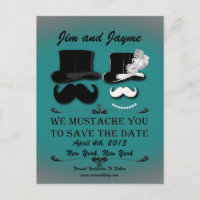 Vintage Moustache Save The Date