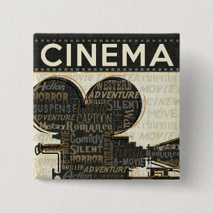 Vintage Movie Camera 2 Inch Square Button