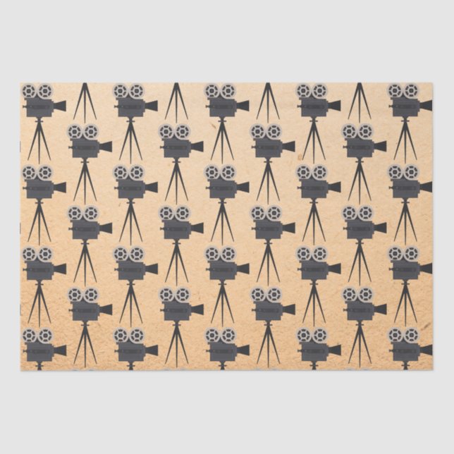 Vintage Movie Camera Pattern Tissue Paper (Front)