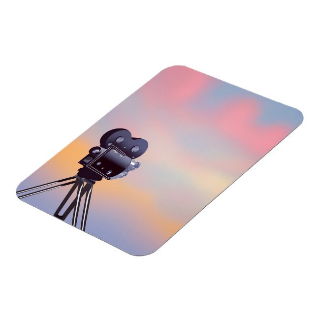 Vintage Movie camera sunset Magnet (Left Side)
