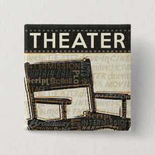 Vintage Movie Chair 2 Inch Square Button