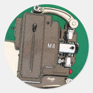 Vintage movie projector classic round sticker