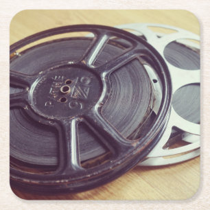 Vintage Movie reel film Square Paper Coaster