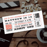 Vintage Movie Ticket Birthday Custom Colours Invitation<br><div class="desc">Vintage inspired ticket as birthday or other party invitation. Peach and black; customize the text with your own colours. Great for your kids birthdays, but sophisticated enough for adult parties too. Click "Customize It" and use the swatches on the right to change the background colour. The eyedropper tool gives you...</div>