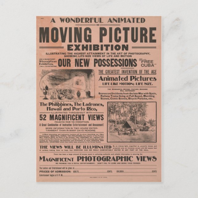 Vintage Moving Picture Exhibition Postcard (Front)