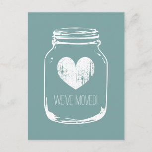 Vintage moving postcards with rustic mason jar