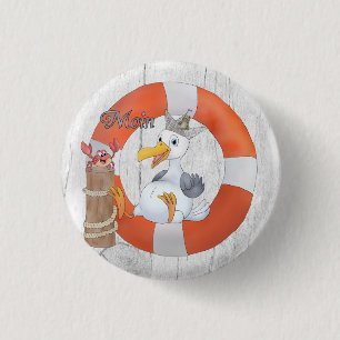Vintage Möwe im Ring 1 Inch Round Button
