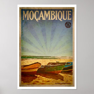 Vintage Mozambique Beach Travel Poster