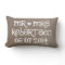 Vintage Mr and Mrs burlap lumbar wedding pillow
