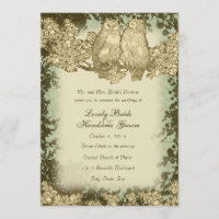 Vintage Mr. and Mrs. Owl Wedding Invitation