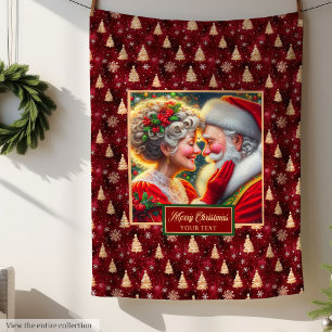 Vintage Mr. & Mrs. Claus Blanket Perfect Christmas