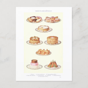 Vintage Mrs. Beeton's Sweets and Gateaux Postcard