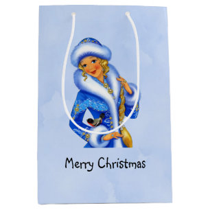 Vintage Mrs. Claus Watercolor Christmas Custom Medium Gift Bag