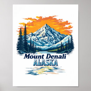 Vintage Mt. Denali National Park Alaska Mountain S Poster
