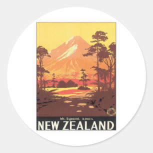 Vintage Mt.Taranaki Mt.Egmont New Zealand Classic Round Sticker