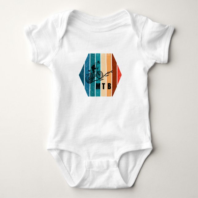 Vintage Mtb Downhill Mountain Biking Baby Bodysuit (Front)