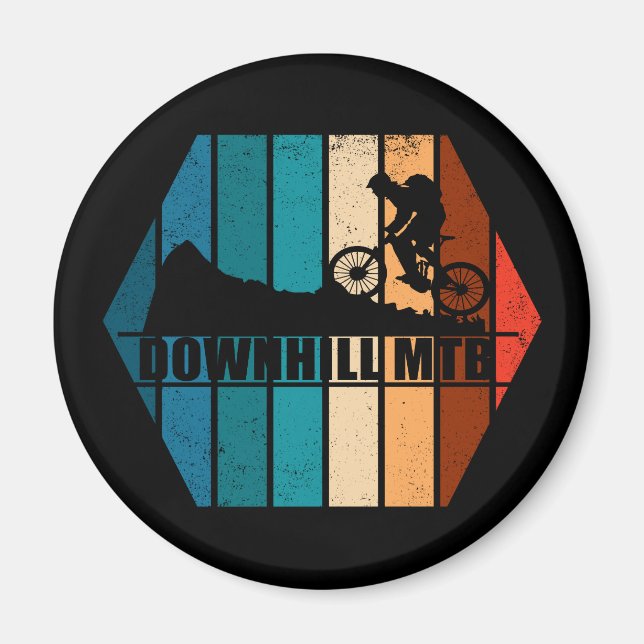 Vintage Mtb Downhill Mountain Biking Magnet (Front)
