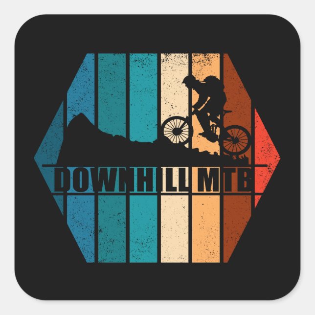 Vintage Mtb Downhill Mountain Biking Square Sticker (Front)