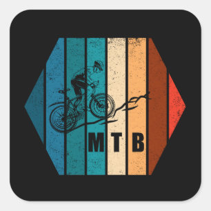 Vintage Mtb Downhill Mountain Biking Square Sticker