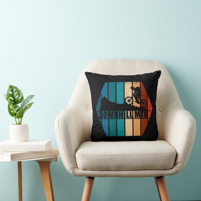 Vintage Mtb Downhill Mountain Biking Throw Pillow (Chair)