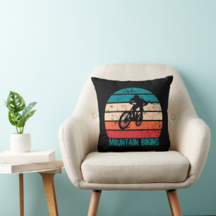 Vintage Mtb Downhill Mountain Biking Throw Pillow