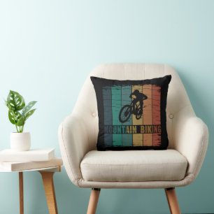 Vintage Mtb Mountain Biking Throw Pillow