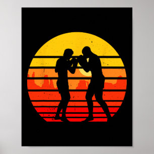 Vintage Muay Thai Figher Retro Thai Kickboxing Kic Poster
