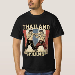 Vintage Muay Thai Fighters with Thailand Flag Back T-Shirt