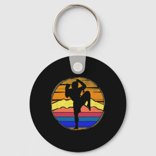 Vintage Muay Thai Retro Sunset Funny Kickboxing Gi Keychain