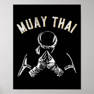 Vintage Muay Thai Training Mma Kickboxing Poster