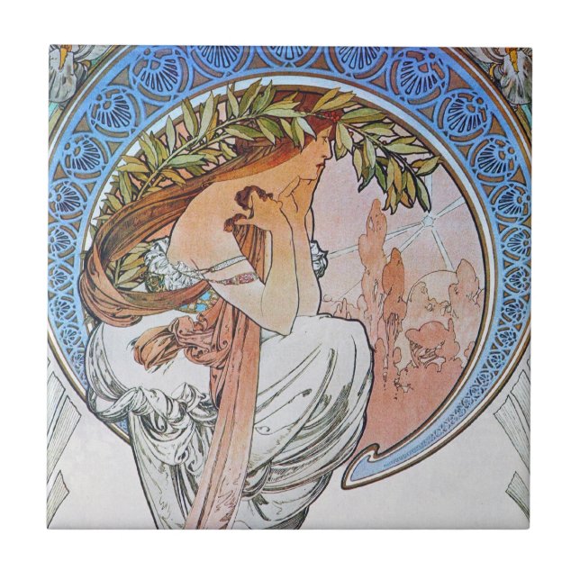 Vintage Mucha Art Tile (Front)