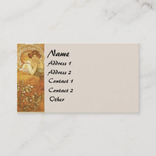 Vintage Mucha Lady Business Card