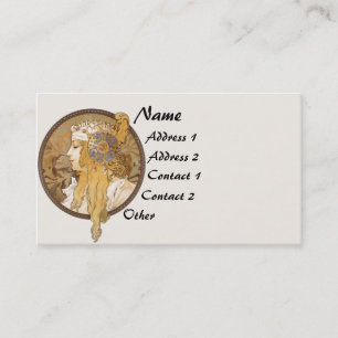 Vintage Mucha Lady Business Card